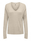 Λεπτό πλεκτό με v cut λαιμόκοψη ONLY 15339543 - Μπεζ - thefashionproject.gr - ONLY - 23367003003