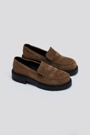 Loafers από δέρμα καστόρι Estil - Τάουπε - thefashionproject.gr - Estil
