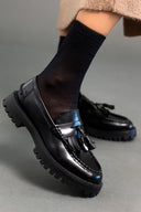 Loafers chunky με κρόσσια CORINA - Μαύρο - thefashionproject.gr - CORINA
