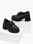 Loafers δερμάτινα chunky με αλυσίδα Ragazza 0596 - Μαύρο - thefashionproject.gr - RAGAZZA