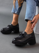 Loafers δερμάτινα chunky με αλυσίδα Ragazza 0596 - Μαύρο - thefashionproject.gr - RAGAZZA