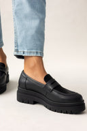Loafers δερμάτινα με ponyskin TFP - Μαύρο - thefashionproject.gr - TFP
