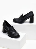 Loafers δερμάτινα με τακούνι Ragazza 061 - Μαύρο - thefashionproject.gr - RAGAZZA