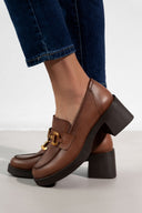 Loafers δερμάτινα με τακούνι Ragazza 0637 - Ταμπά - thefashionproject.gr - RAGAZZA