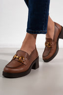 Loafers δερμάτινα με τακούνι Ragazza 0637 - Ταμπά - thefashionproject.gr - RAGAZZA