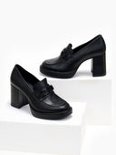 Loafers δερμάτινα με τακούνι Ragazza - Μαύρο - thefashionproject.gr - RAGAZZA