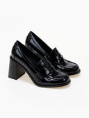 Loafers λουστρίνι με ψηλό τακούνι - Μαύρο - thefashionproject.gr - Ideal shoes