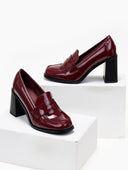 Loafers λουστρίνι με ψηλό τακούνι - Μπορντό - thefashionproject.gr - Ideal shoes