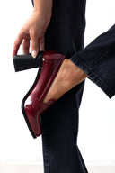 Loafers λουστρίνι με ψηλό τακούνι - Μπορντό - thefashionproject.gr - Ideal shoes