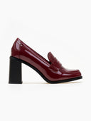 Loafers λουστρίνι με ψηλό τακούνι - Μπορντό - thefashionproject.gr - Ideal shoes