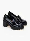 Loafers λουστρίνι με τακούνι - Μαύρο - thefashionproject.gr - Ideal shoes