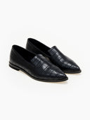Loafers μυτερά με ανάγλυφο pattern Estil - Μαύρο - thefashionproject.gr - Estil