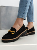 Loafers suede με ματ μεταλλική αγκράφα ERYNN - Μαύρο - thefashionproject.gr - ERYNN
