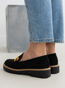 Loafers suede με ματ μεταλλική αγκράφα ERYNN - Μαύρο - thefashionproject.gr - ERYNN
