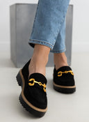 Loafers suede με ματ μεταλλική αγκράφα ERYNN - Μαύρο - thefashionproject.gr - ERYNN