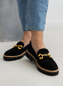 Loafers suede με ματ μεταλλική αγκράφα ERYNN - Μαύρο - thefashionproject.gr - ERYNN