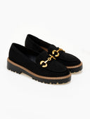 Loafers suede με ματ μεταλλική αγκράφα ERYNN - Μαύρο - thefashionproject.gr - ERYNN