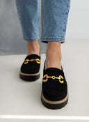 Loafers suede με ματ μεταλλική αγκράφα ERYNN - Μαύρο - thefashionproject.gr - ERYNN