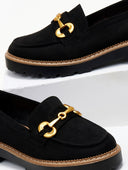 Loafers suede με ματ μεταλλική αγκράφα ERYNN - Μαύρο - thefashionproject.gr - ERYNN