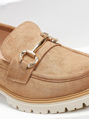 Loafers suede με μεταλλικό σχέδιο - Κάμελ - thefashionproject.gr - DIAMANTIQUE