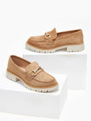 Loafers suede με μεταλλικό σχέδιο - Κάμελ - thefashionproject.gr - DIAMANTIQUE