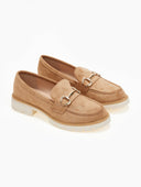 Loafers suede με μεταλλικό σχέδιο - Κάμελ - thefashionproject.gr - DIAMANTIQUE
