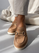 Loafers suede με μεταλλικό σχέδιο - Κάμελ - thefashionproject.gr - DIAMANTIQUE