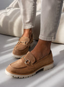 Loafers suede με μεταλλικό σχέδιο - Κάμελ - thefashionproject.gr - DIAMANTIQUE
