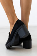 Loafers suede με τακούνι - Μαύρο - thefashionproject.gr - Ideal shoes