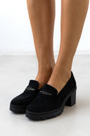 Loafers suede με τακούνι - Μαύρο - thefashionproject.gr - Ideal shoes