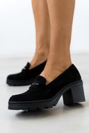 Loafers suede με τακούνι - Μαύρο - thefashionproject.gr - Ideal shoes