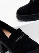 Loafers suede με τακούνι - Μαύρο - thefashionproject.gr - Ideal shoes