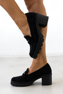 Loafers suede με τακούνι - Μαύρο - thefashionproject.gr - Ideal shoes