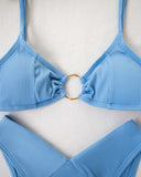 Μαγιό ριπ μπικίνι με V slip και κρίκο