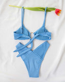 Μαγιό ριπ μπικίνι με V slip και κρίκο