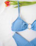 Μαγιό ριπ μπικίνι με V slip και κρίκο