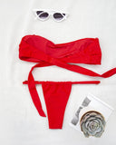 Μαγιό σετ μπικίνι strapless - Κόκκινο - thefashionproject.gr - The Fashion Project