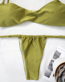 Μαγιό σετ μπικίνι strapless - Χακί - thefashionproject.gr - The Fashion Project