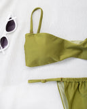 Μαγιό σετ μπικίνι strapless - Χακί - thefashionproject.gr - The Fashion Project