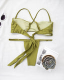 Μαγιό σετ μπικίνι strapless - Χακί - thefashionproject.gr - The Fashion Project