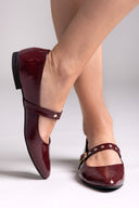 Mary Janes λουστρίνι με τρουκς ESTIL - Burgundy - thefashionproject.gr - Estil - 23766118003