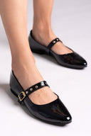 Mary Janes λουστρίνι με τρουκς ESTIL - Μαύρο - thefashionproject.gr - Estil