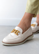 Μοκασίνια με ματ μεταλλική αγκράφα ERYNN - Μπεζ - thefashionproject.gr - ERYNN