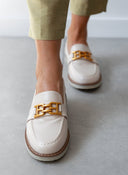 Μοκασίνια με ματ μεταλλική αγκράφα ERYNN - Μπεζ - thefashionproject.gr - ERYNN