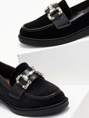 Μοκασίνια velvet με πέτρες ERYNN - Μαύρο - thefashionproject.gr - ERYNN
