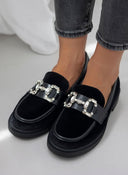 Μοκασίνια velvet με πέτρες ERYNN - Μαύρο - thefashionproject.gr - ERYNN