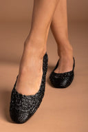 Μπαλαρίνες από ψάθα με σχέδιο ERYNN - Μαύρο - thefashionproject.gr - ERYNN