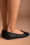 Μπαλαρίνες από ψάθα με σχέδιο ERYNN - Μαύρο - thefashionproject.gr - ERYNN