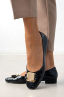Μπαλαρίνες λουστρίνι κροκό TFP - Μαύρο - thefashionproject.gr - TFP