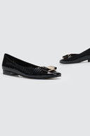 Μπαλαρίνες λουστρίνι κροκό TFP - Μαύρο - thefashionproject.gr - TFP